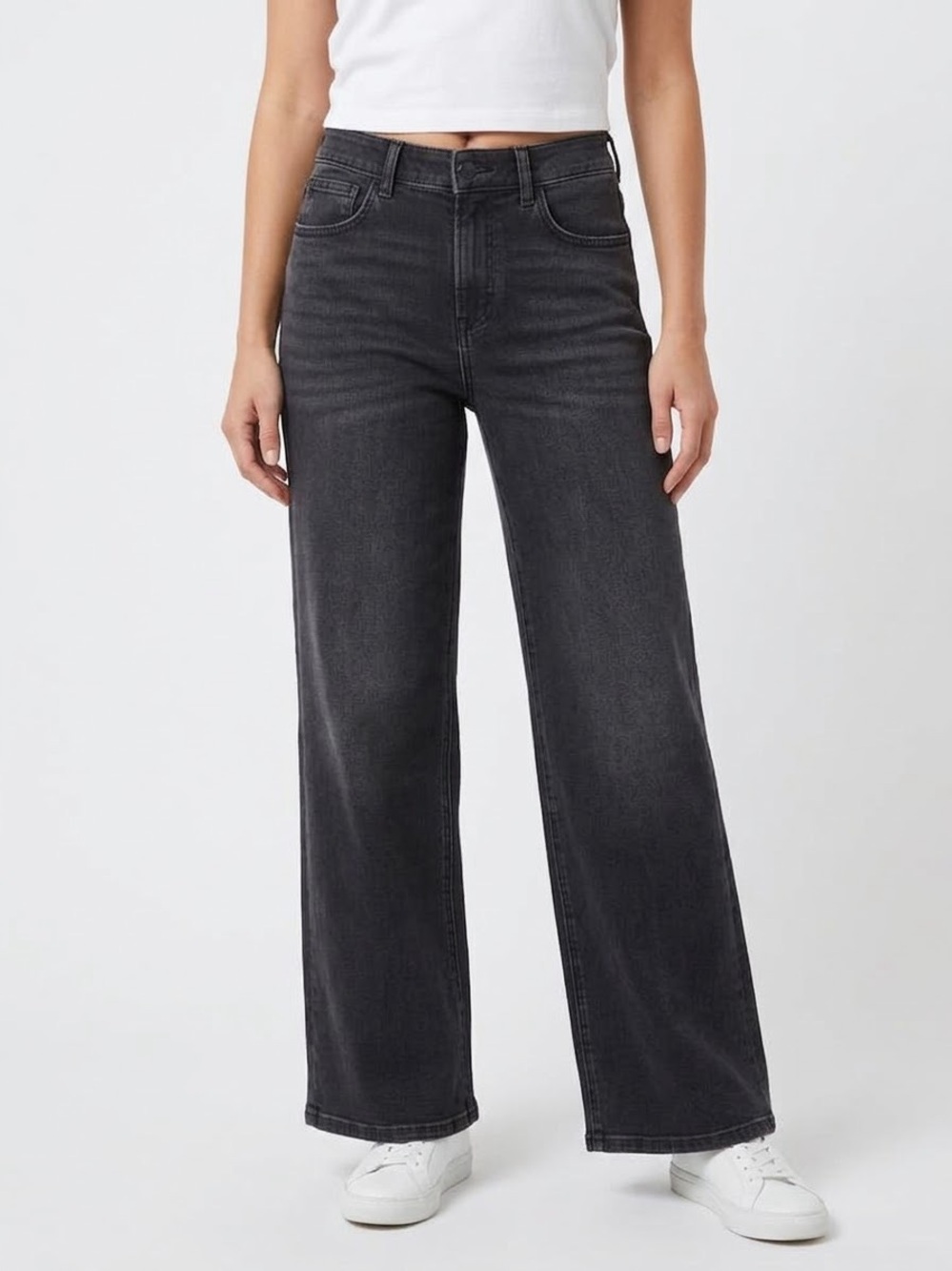 SPANX Grey Relaxed Wide-Leg Jeans Small New